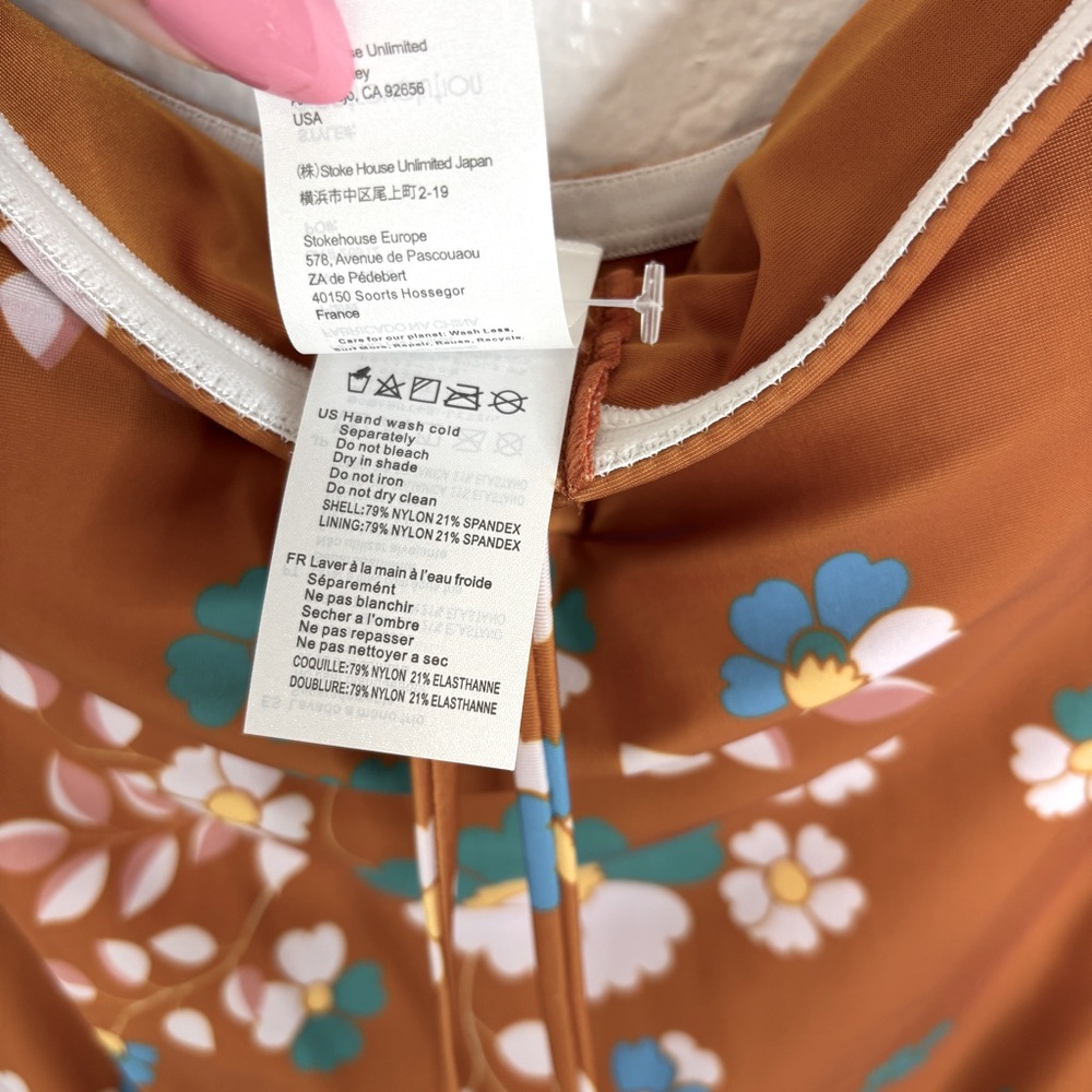 Strapless Floral One-Piece Swimsuit - Rust Floral - Picture 9 of 11
